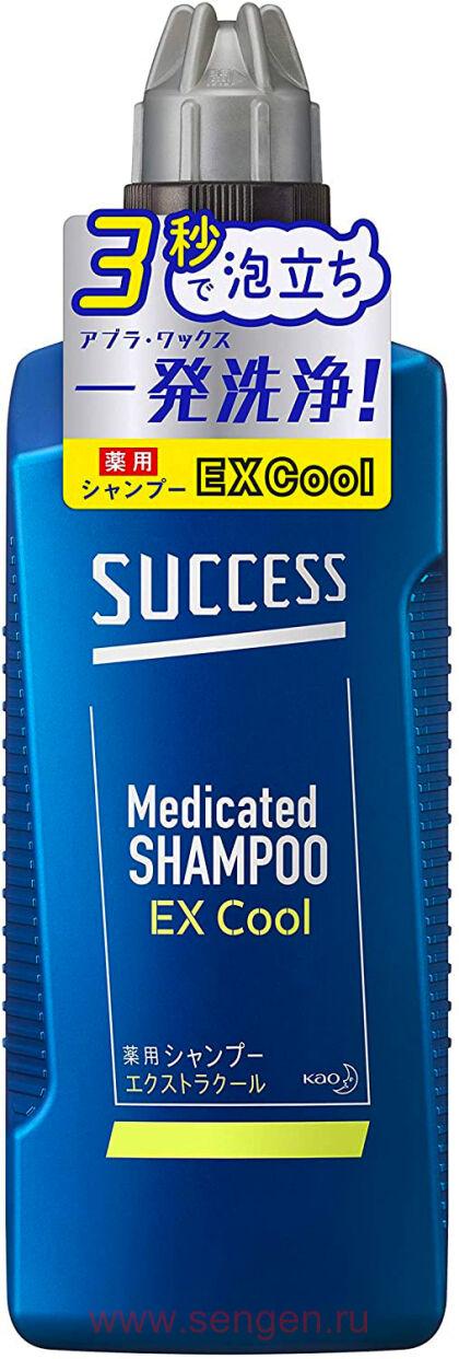 Шампунь для мужчин КАО Success Extra Cool, с охлаждающим эффектом, с ментолом и эвкалиптом, 400мл.