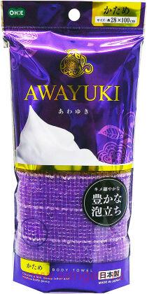 Массажная мочалка OHE AWAYUKI "Увлажняющая пена", жесткая, фиолетовая, 28Х100см.