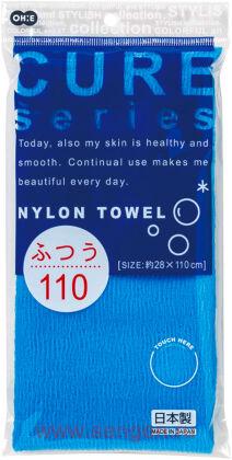 Мочалка для душа OHE Cure 2, средней жесткости из 100% ультратонкого нейлона, голубая, размер 28Х110см.