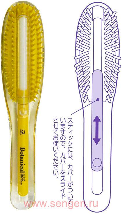 Щетка IKEMOTO Botanical Amani Oil, с силиконовым стержнем, для ухода за поврежденными волосами, с маслом льна, 1шт.