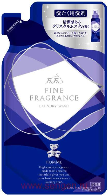 Жидкое средство для стирки NS FAFA JAPAN Fine Fragrance Wash Homme, концентрированное, с ароматом мускуса, бергамота, жасмина и чая Дарджилинг, мягкая упаковка, 360мл.