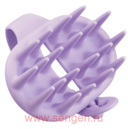 Силиконовая щетка-массажер для мытья головы VeSS Bihatsu Shampoo Brush, сиреневая, 1шт.