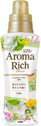 Кондиционер для белья LION Aroma Rich Ellie, с ароматом зеленого яблока, персика, ландыша и розы, бутылка с колпачком-дозатором, 520мл.