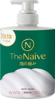 Жидкое мыло для тела KRACIE The Naive Body Soap, на основе аминокислот и ингредиентов растительного происхождения, с ароматом свежести, помпа 500мл.