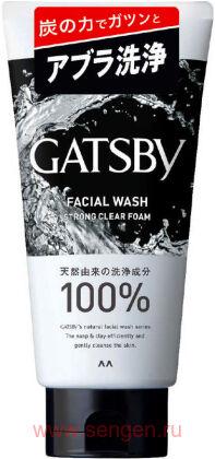 Мужская пенка для умывания с угольной пудрой MANDOM Gatsby Facial Wash Strong Clear Foam, с освежающим цитрусовым ароматом, 130г.