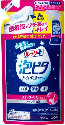Чистящая и дезинфицирующая спрей-пенка для туалета LION Look Plus For Toilet Water Lily, с ароматом водяной лилии, запасной блок, 250мл.