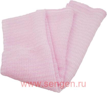 Массажная мочалка AISEN BUBBRICH, с высоким пенообразованием, средней жесткости, розовая, 28Х100см.