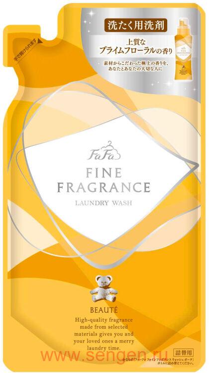 Жидкое средство для стирки NS FAFA JAPAN Fine Fragrance Wash Beaute, концентрированное, с ароматом свежей зелени, персика, магнолии, сандалового дерева и кедра, мягкая упаковка, 360мл.
