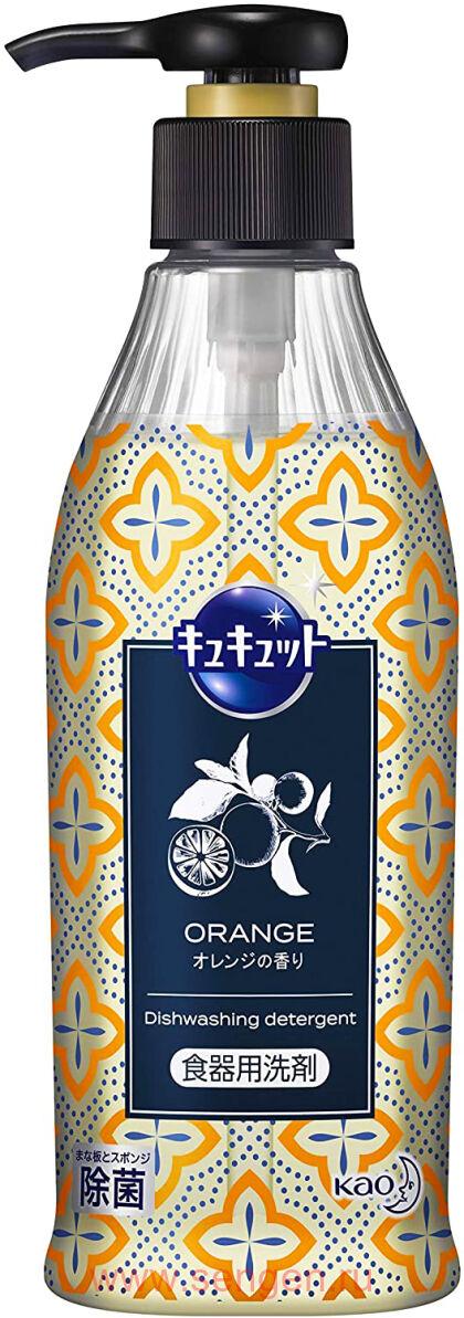 Средство для мытья посуды, овощей и фруктов KAO Cucute Dish Detergent, аромат апельсина, 300мл.