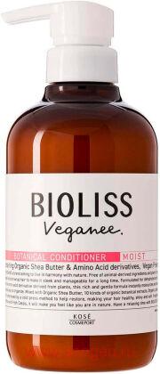 Увлажняющий органический кондиционер для волос KOSE Bioliss Veganee Botanical Moist, с натуральными маслами, аминокислотами и растительными экстрактами, с ароматом розы и черной смородины, 480мл.