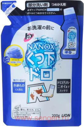 Жидкое средство LION Top Nanox For Mud Dirt, для удаления темных пятен и въевшейся грязи перед стиркой, сменная упаковка, 200г.