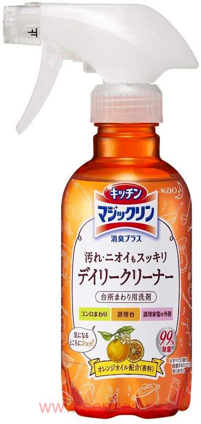 Очищающий спрей для кухни KAO Kitchen Magiclean Deodorant Plus Handy Spray, с дезинфицирующим и дезодорирующим эффектом, с ароматом апельсина, 300мл.