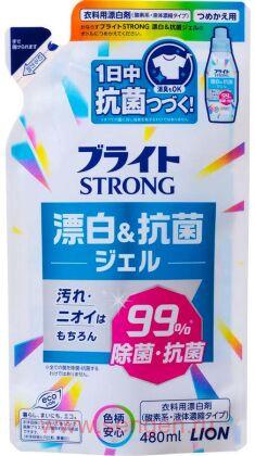 Кислородный гель-отбеливатель для стойких загрязнений LION Bright Strong, с антибактериальным эффектом, 480мл.