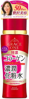 Концентрированный глубокоувлажняющий лосьон KOSE Grace One Perfect Moisture Lotion, для ухода за зрелой кожей лица, с нежным ароматом прованской розы, 180мл.