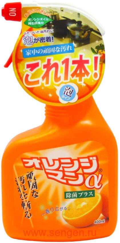 Универсальное моющее средство YUWA Tipo's Orange Man, против стойких загрязнений, с ароматом апельсина, спрей, 400мл.