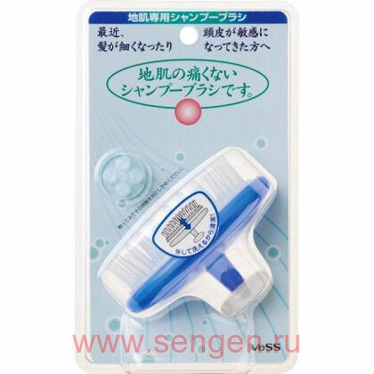 Массажная щетка для мытья головы VeSS Scalp Shampoo Brush, голубая.