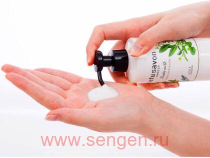 Молочко для тела KOSE Softymo Natu Savon Body Milk, увлажняющее, с натуральными ингредиентами, с ароматом туберозы и ванили, 230мл.