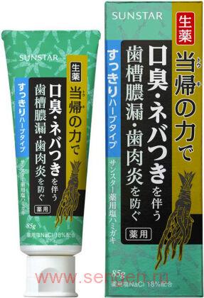 Зубная паста SUNSTAR Salt Toothpaste, с лечебной солью, витамином Е и экстрактом дудника, с ароматом мяты и трав, 85г.