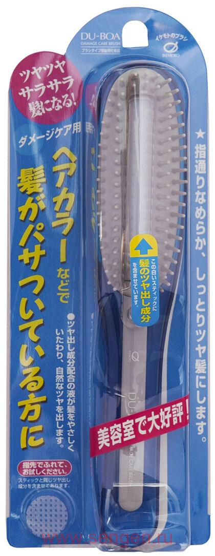Расческа с силиконовым стержнем Ikemoto Damage Care Brush, для поврежденных волос, голубая.