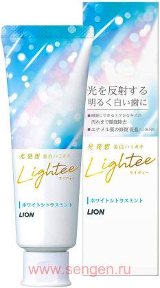 Отбеливающая зубная паста LION Lightee Citrus Mint, с формулой микроочистки зубов, с ароматом цитрусов и мяты, 100г.