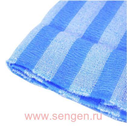 Мочалка массажная AISEN Nylon Men's мужская, сверхжёсткая, удлиненная, синяя в полоску, 28Х120см.
