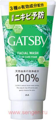 Крем-пенка для умывания мужская MANDOM Gatsby Facial Wash Triple Care Acne Foam, для глубокого очищения жирной и проблемной кожи, с освежающим цитрусовым ароматом, 130г.