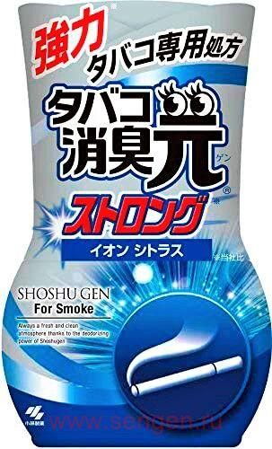 Жидкий дезодорант для комнат KOBAYASHI Shoshugen for Tobacco, против запаха табака, с цитрусово-цветочным ароматом, 400мл.