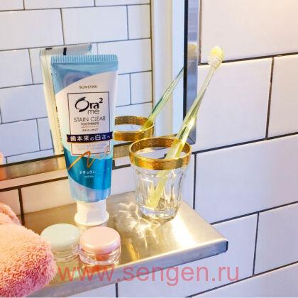 Зубная паста SUNSTAR Ora2 Me Stain Clear, для удаления налета и придания белизны зубам, со вкусом натуральной мяты, 130г.