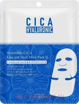 Тканевая маска для лица и шеи MITOMO Hyaluronic CICA Face & Neck Mask, с экстрактом центеллы азиатской и гиалуроновой кислотой, 1шт.