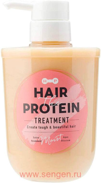 Восстанавливающий и увлажняющий бальзам-ополаскиватель для волос COSMETEX ROLAND Hair The Protein, с 6 видами протеинов, кератином и аминокислотами, с фруктово-цветочным ароматом, 460мл.