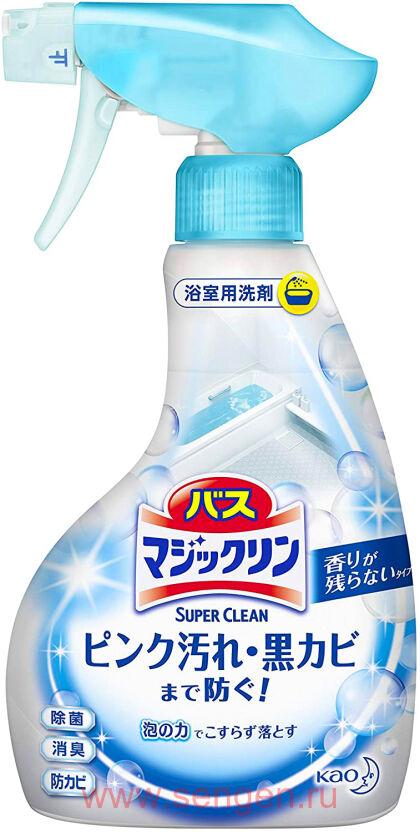 Чистящий спрей-пенка с противогрибковым эффектом KAO Bath Magiclean Foaming Spray, для ванной комнаты и душевых кабин, без аромата, 380мл.