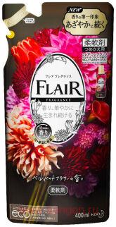 Кондиционер-смягчитель для белья KAO Flair Fragrance Velvet Flower, с ароматом бархатных цветов, мягкая упаковка, 400мл.