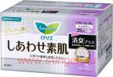 Женские гигиенические прокладки KAO "Laurier" Happy Skin Deodorant Plus, с крылышками, дезодорирующие, с активированным углем, длина: 25см, в упаковке 15шт.