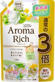 Кондиционер для белья LION Aroma Rich Ellie, с ароматом зеленого яблока, персика, ландыша и розы, мягкая упаковка с колпачком, 1200мл.