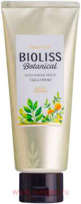 Восстанавливающая маска для поврежденных волос, KOSE Bioliss Botanical Extra Damage Repair, содержащая натуральные и растительные ингредиенты, с цветочно-фруктовым ароматом, 200г.