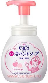Пенное мыло для рук KAO Biore U Foaming Hand Soap Fruit Aroma, с антибактериальным эффектом и ароматом фруктов, 250мл.