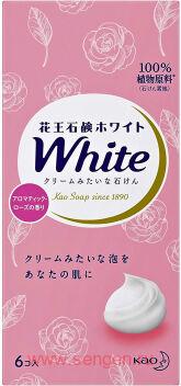 Кусковое крем-мыло KAO White Aromatic Rose, со скваланом, с ароматом роз, 6 X 85г.