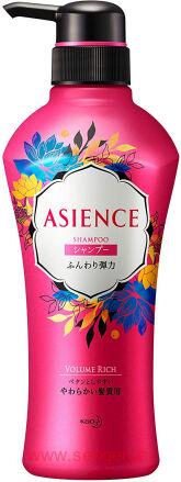 Шампунь для увеличения упругости волос KAO Asience Soft Elasticity Type Shampoo, с экстрактом женьшеня, граната, мёдом, протеином жемчуга и шёлка, 450мл.