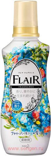 Кондиционер-смягчитель для белья KAO Flair Fragrance Flower Harmony, с освежающим цветочным ароматом, 540мл.