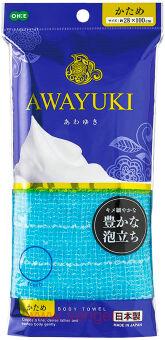 Массажная мочалка OHE AWAYUKI "Увлажняющая пена", жесткая, голубая, 28Х100см.