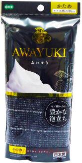 Массажная мочалка OHE AWAYUKI "Увлажняющая пена", жесткая, серая, 28Х100см.