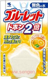 Таблетка для бачка унитаза очищающая и дезодорирующая, KOBAYASHI Bluelet Dobon Double Grapefruit, с ароматом грейпфрута, 120г