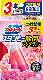 Дезодорирующий очиститель-цветок для туалетов, KOBAYASHI Bluelet Stampy Floral, с нежным ароматом роз, запасной блок, 28гХ3шт